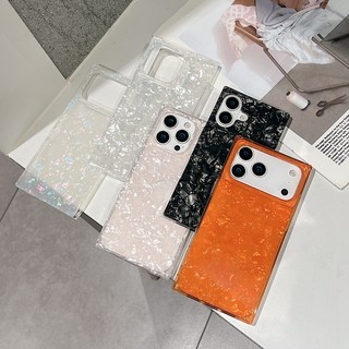 Ốp điện thoại hình vuông mát mẻ vỏ cam sang trọng phù hợp cho iPhone 13 14 15 16 17 Pro Max bán trong suốt bao gồm tất cả vỏ silicon chống rơi
