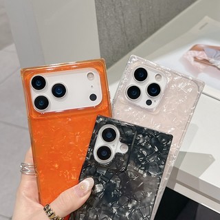 Ốp điện thoại hình vuông mát mẻ vỏ cam sang trọng phù hợp cho iPhone 13 14 15 16 17 Pro Max bán trong suốt bao gồm tất cả vỏ silicon chống rơi