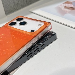 Ốp điện thoại hình vuông mát mẻ vỏ cam sang trọng phù hợp cho iPhone 13 14 15 16 17 Pro Max bán trong suốt bao gồm tất cả vỏ silicon chống rơi