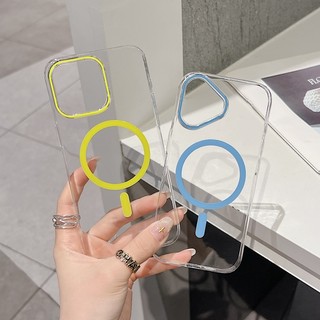 Khung màu tương phản siêu mỏng Vỏ điện thoại PC màu cam từ tính trong suốt cao phù hợp cho iPhone 11 12 13 14 15 16 17 Pro Max Vỏ cứng chống rơi