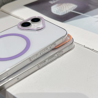 Khung màu tương phản siêu mỏng Vỏ điện thoại PC màu cam từ tính trong suốt cao phù hợp cho iPhone 11 12 13 14 15 16 17 Pro Max Vỏ cứng chống rơi