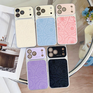 Phim bảo vệ ống kính Vỏ điện thoại mạ điện bằng da hoa Camellia cho iPhone 17Promax 17Pro Air 14 15 16 Pro Max Vỏ điện thoại di động nữ chống sốc