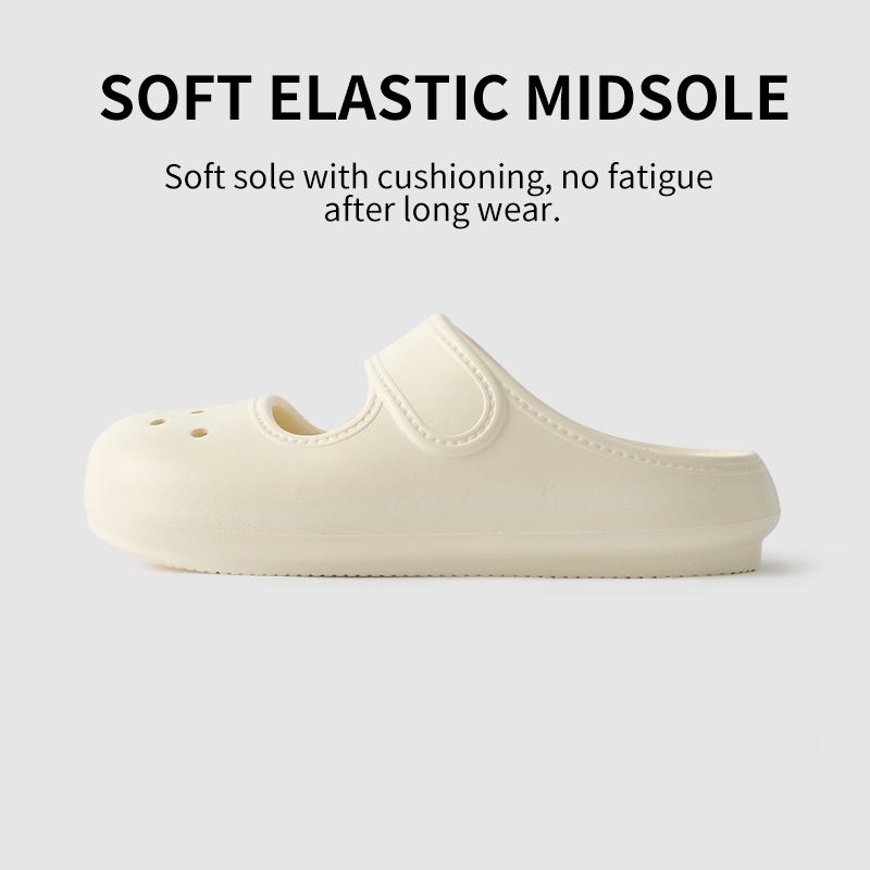 [Hàng mới về] Dép nữ Mary Jane Half Slippers thông thường chống trượt Dép bệt nữ dễ thương có lỗ