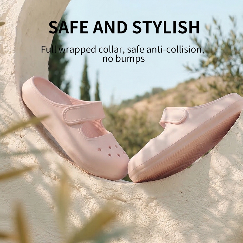 [Hàng mới về] Dép nữ Mary Jane Half Slippers thông thường chống trượt Dép bệt nữ dễ thương có lỗ