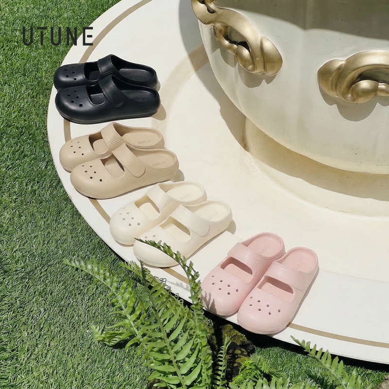[Hàng mới về] Dép nữ Mary Jane Half Slippers thông thường chống trượt Dép bệt nữ dễ thương có lỗ