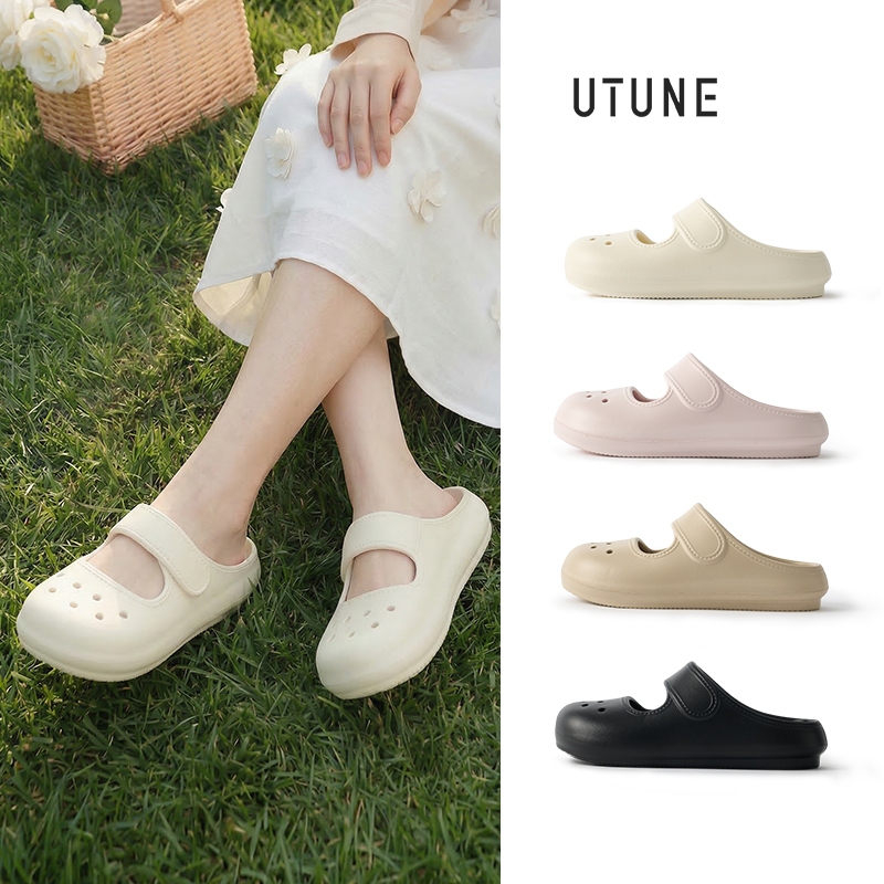 [Hàng mới về] Dép nữ Mary Jane Half Slippers thông thường chống trượt Dép bệt nữ dễ thương có lỗ