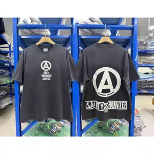 26SS Đồng Thương Hiệu Áo Thun Cotton Giặt Vintage Dạo Phố