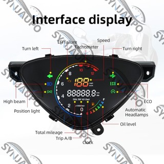 Đồng hồ tốc độ kỹ thuật số mới Đồng hồ đo xe máy RPM EFI ECO Đồng hồ đo dầu Tổng số dặm Đồng hồ đèn pha tự động cho YAMAHA Mio Sporty