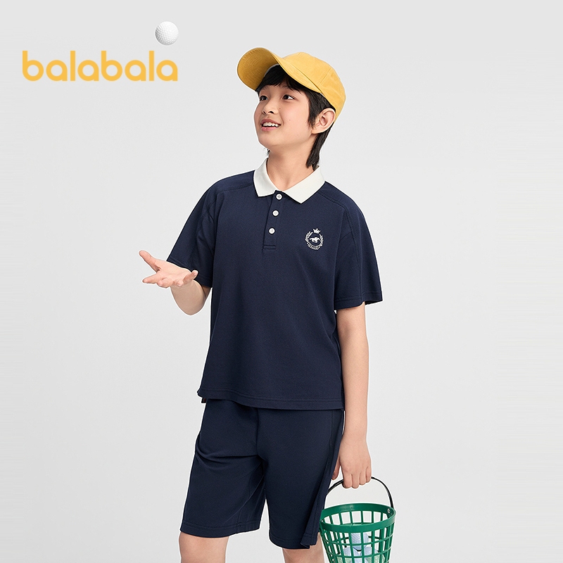 Bộ tay ngắn balabala Trẻ em Làm mát nhanh khô 2026 Xu hướng xuân hè Trang phục tích cực Đi học Sân chơi Thời trang Mềm mại Thoải mái Đáng yêu Trang phục trẻ em vui nhộn