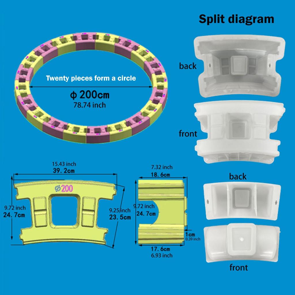 60-200cm Kích thước lớn Khuôn bê tông ABS tròn Khối tạo cho sân vườn DIY Path Loại xi măng Cảnh quan