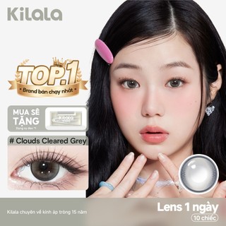10 chiếc Kính áp tròng Kilala lens 1 ngày màu xám Clouds Cleared Grey DIA 14.2mm có độ (0-8)
