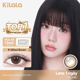 10 chiếc Kính áp tròng Kilala lens 1 ngày màu lam Gifted Brown DIA 14.0mm có độ (0-8)