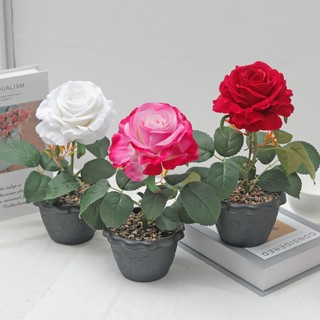 Nhân Tạo Hoa Hồng Chậu Cây 12cm Lớn Giả Hoa Lụa Cây Cảnh Nhà Phòng Trang Trí Bàn Làm Việc Thẩm Mỹ Đám Cưới Valentine Quà Tặng Trang Trí