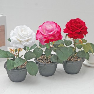 Nhân Tạo Hoa Hồng Chậu Cây 12cm Lớn Giả Hoa Lụa Cây Cảnh Nhà Phòng Trang Trí Bàn Làm Việc Thẩm Mỹ Đám Cưới Valentine Quà Tặng Trang Trí