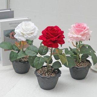Nhân Tạo Hoa Hồng Chậu Cây 12cm Lớn Giả Hoa Lụa Cây Cảnh Nhà Phòng Trang Trí Bàn Làm Việc Thẩm Mỹ Đám Cưới Valentine Quà Tặng Trang Trí