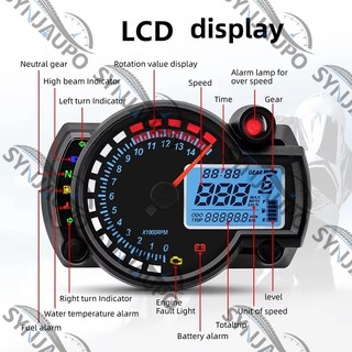 12V Xe Máy Đa Năng Đồng Hồ Tốc Độ 7 Màu LCD Đồng Hồ Đo Kỹ Thuật Số Moto Bảng Điều Khiển Đồng Hồ