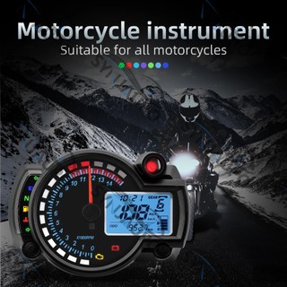 12V Xe Máy Đa Năng Đồng Hồ Tốc Độ 7 Màu LCD Đồng Hồ Đo Kỹ Thuật Số Moto Bảng Điều Khiển Đồng Hồ