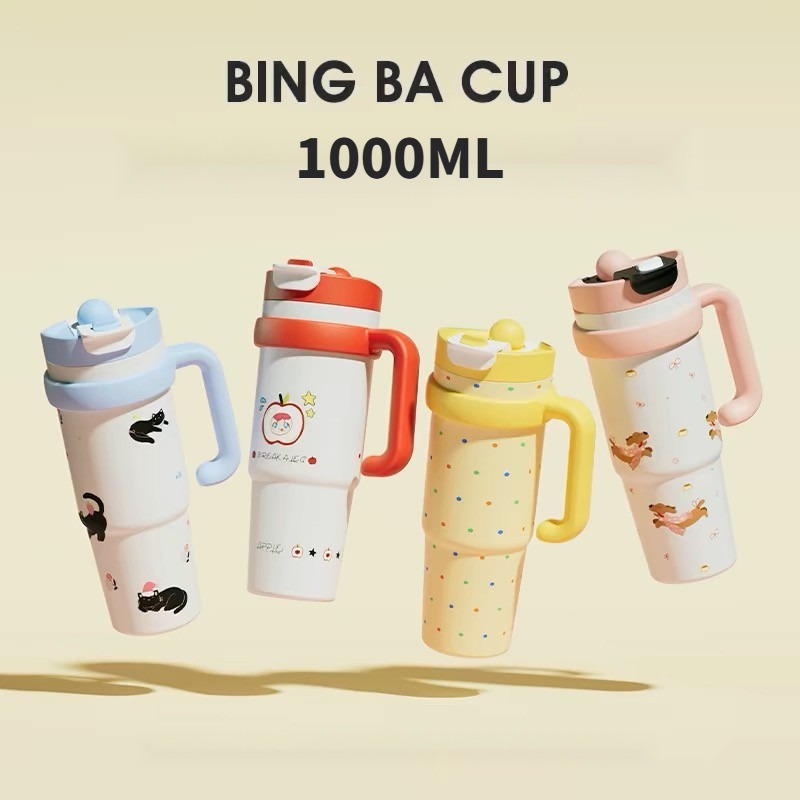 Cốc giữ nhiệt Cốc cà phê bằng thép không gỉ 316 Cốc rơm dung tích lớn 1000ml