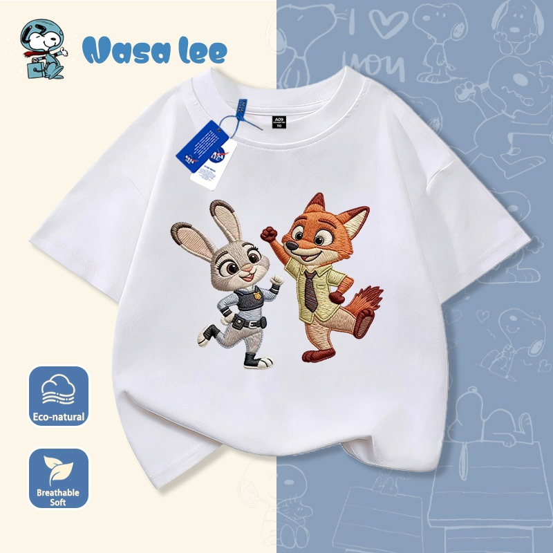 Bộ đồ mùa hè Zootopia cho bé trai 2026   (Áo thun thể thao tay ngắn kiểu mới cho bé trai và bé gái, trang phục mùa hè trẻ em)