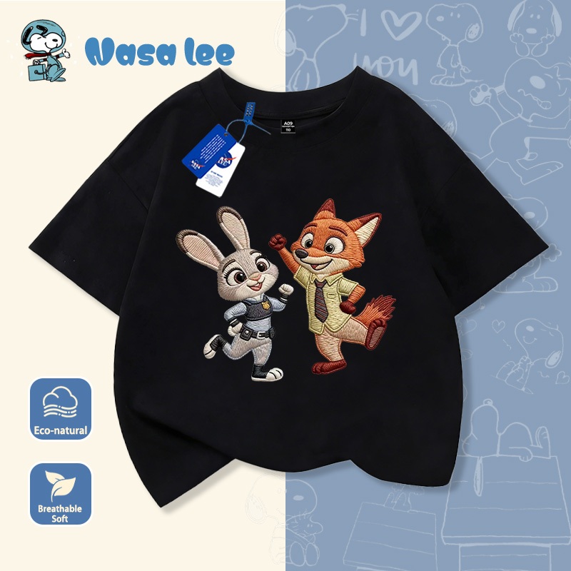Bộ đồ mùa hè Zootopia cho bé trai 2026   (Áo thun thể thao tay ngắn kiểu mới cho bé trai và bé gái, trang phục mùa hè trẻ em)