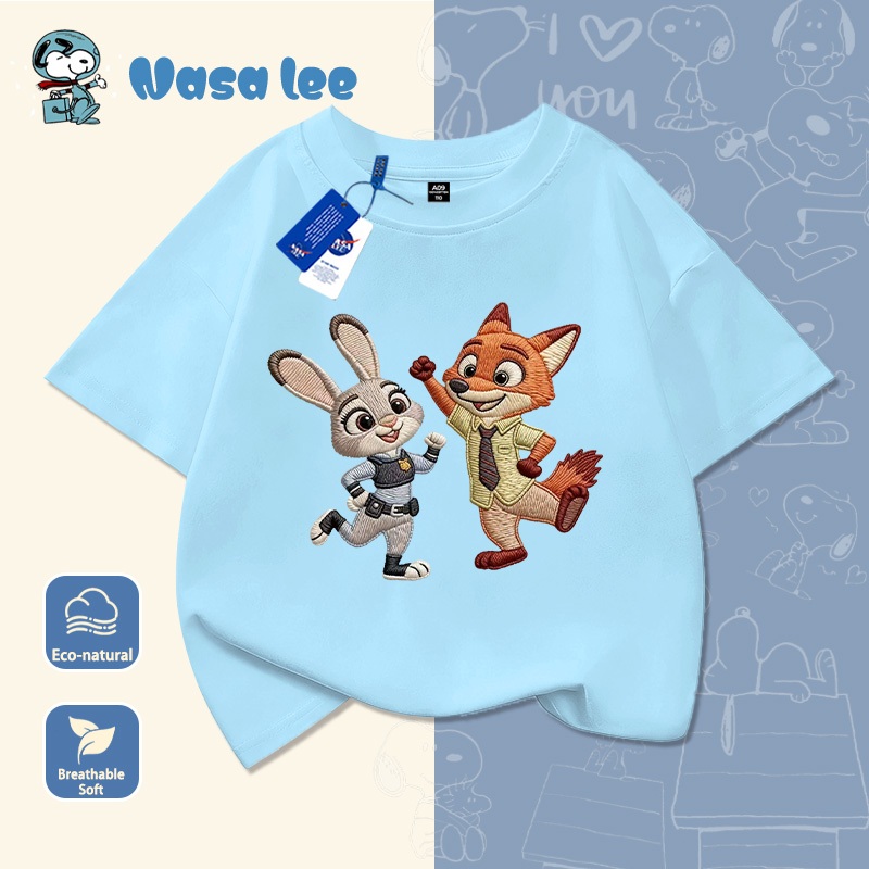 Bộ đồ mùa hè Zootopia cho bé trai 2026   (Áo thun thể thao tay ngắn kiểu mới cho bé trai và bé gái, trang phục mùa hè trẻ em)