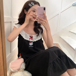 Váy ngủ mèo hoạt hình mới dành cho phụ nữ có đệm ngực vừa đến dài thoải mái và thường ngày có thể mặc bên ngoài