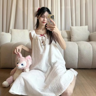 Váy ngủ mèo hoạt hình mới dành cho phụ nữ có đệm ngực vừa đến dài thoải mái và thường ngày có thể mặc bên ngoài