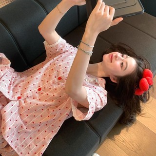Bộ đồ ngủ nữ thiết kế ngôi sao đáng yêu, viền ren ngắn tay