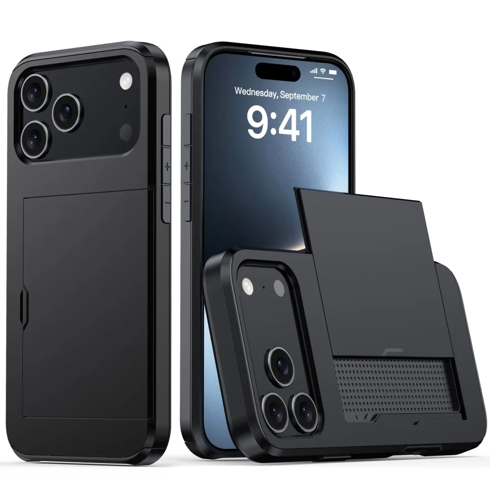 Hộp đựng thẻ lật từ tính tương thích với iPhone 17 16 15 14 Plus 13 12 Pro MAX Hybrid Heavy Duty Armor Card Pocket Stand Wallet Cover