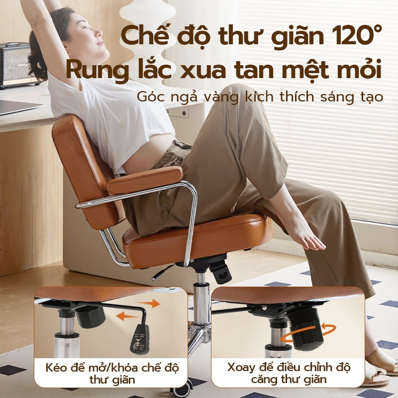 Ghế xoay văn phòng Xpanse 005 Da sáp chống nước chống trầy xước, Đệm ngồi latex êm ái | ghế làm việc |  ghế tựa lưng