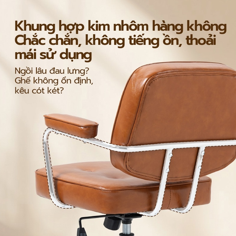 Ghế xoay văn phòng Xpanse 005 Da sáp chống nước chống trầy xước, Đệm ngồi latex êm ái | ghế làm việc |  ghế tựa lưng