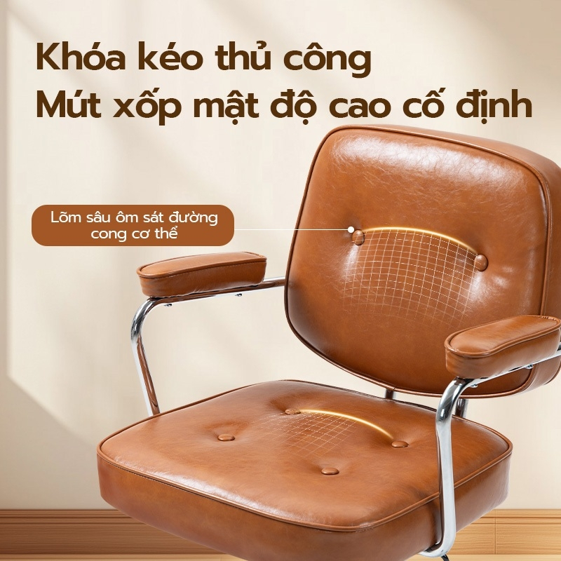 Ghế xoay văn phòng Xpanse 005 Da sáp chống nước chống trầy xước, Đệm ngồi latex êm ái | ghế làm việc |  ghế tựa lưng