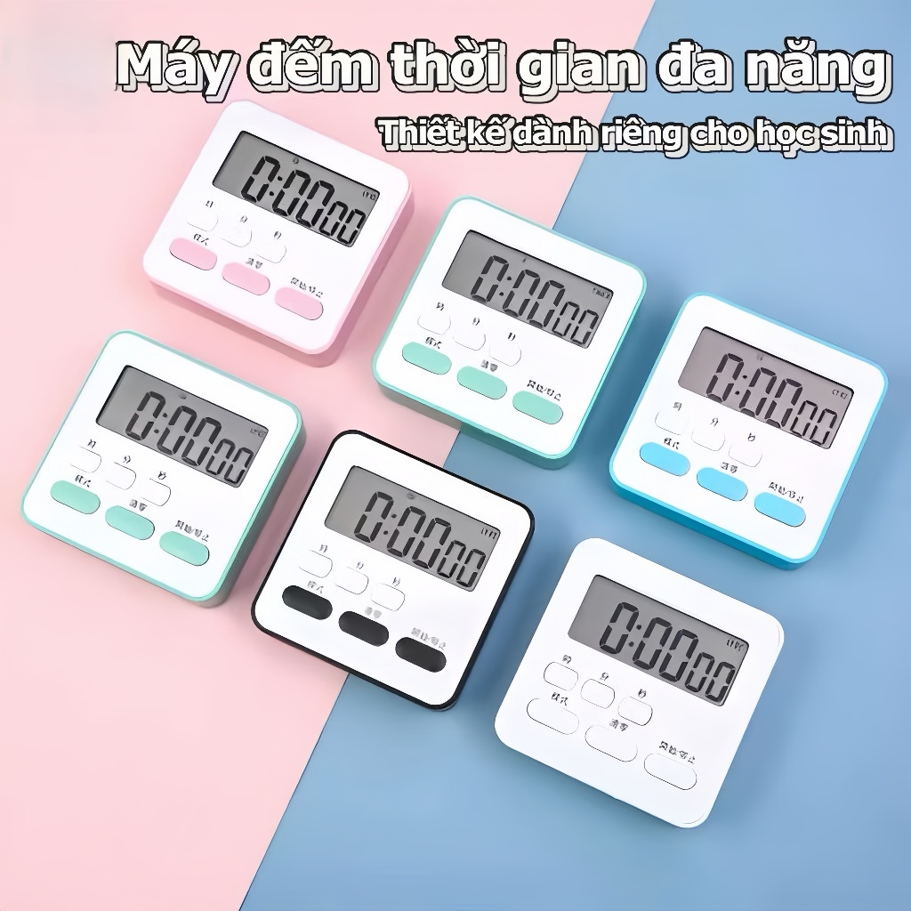 Đồng hồ điện tử để bàn đếm ngược bấm giờ hẹn nấu ăn, làm bánh, tập gym, chơi thể thao, học tập thông minh tiện lợi