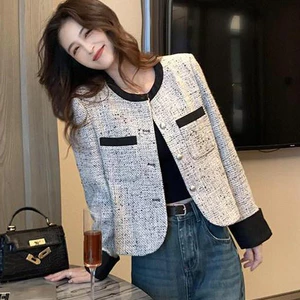 Áo Dạ Tweed Nữ Dáng Ngắn Cổ Tròn Sang Chảnh BigSize áo dạ tweed xám phù hợp công sở và dạo phố