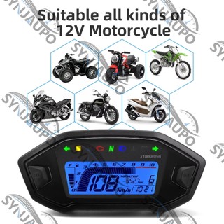Xe Máy Kỹ Thuật Số Đồng Hồ Tốc Độ Tachometer Dụng Cụ Bảng Điều Khiển Xe Máy Màn Hình LCD 10000RPM Cho 2-4 Xi Lanh 7 Màu