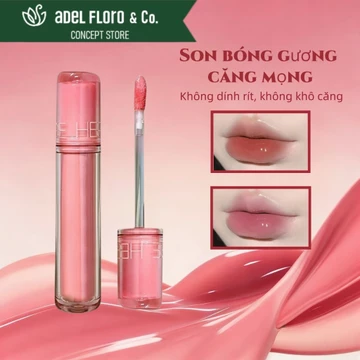 【Adel Floro &Co.】Son Bóng Gương| Hiệu ứng bóng mọng,Căng bóng trong suốt, Che rãnh môi,Môi căng mọng
