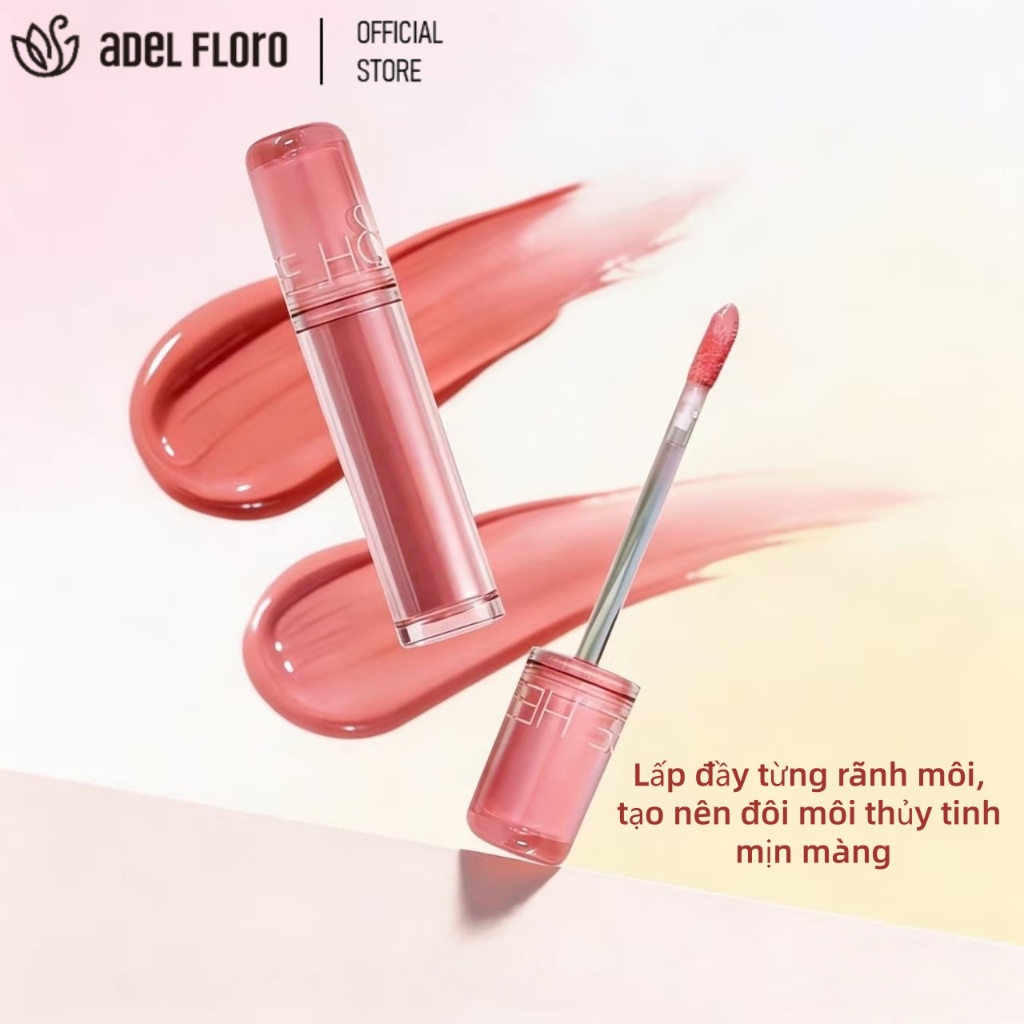 【Adel Floro &Co.】Son Bóng Gương| Hiệu ứng bóng mọng,Căng bóng trong suốt, Che rãnh môi,Môi căng mọng