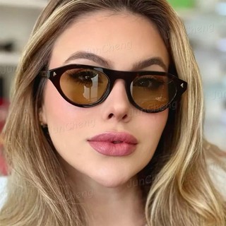 Kính râm gọng nhỏ hình bầu dục cổ điển dành cho nam giới Kính mắt mèo màu nâu