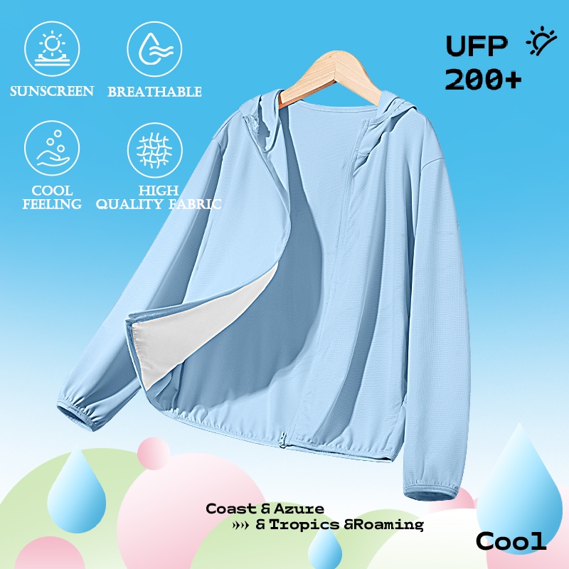 W.G.Q Quần áo chống nắng cho bé trai / bé gái，Chỉ số chống nắng UPF200 +，có mũ và túi，Nhẹ thoáng khí có in hình gấu