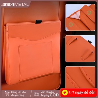 SEAMETAL Leather Car Thùng rác có thể từ tính Ghế treo lại Túi lưu trữ ẩn Sáng tạo Xe tổ chức nội thất