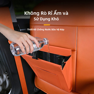 SEAMETAL Leather Car Thùng rác có thể từ tính Ghế treo lại Túi lưu trữ ẩn Sáng tạo Xe tổ chức nội thất