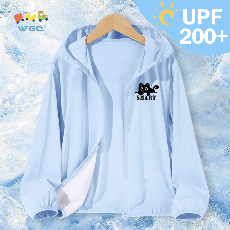 W.G.Q Quần áo chống nắng cho bé trai / bé gái，Chỉ số chống nắng UPF200 +，có mũ và túi，thoáng khí nhẹ với in dễ thương