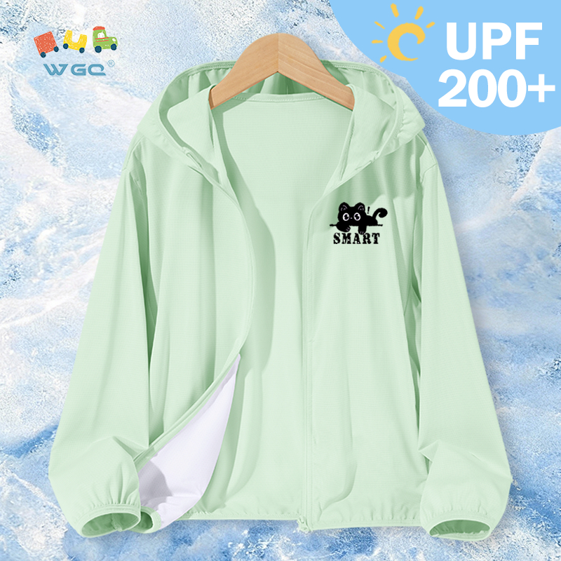 W.G.Q Quần áo chống nắng cho bé trai / bé gái，Chỉ số chống nắng UPF200 +，có mũ và túi，thoáng khí nhẹ với in dễ thương
