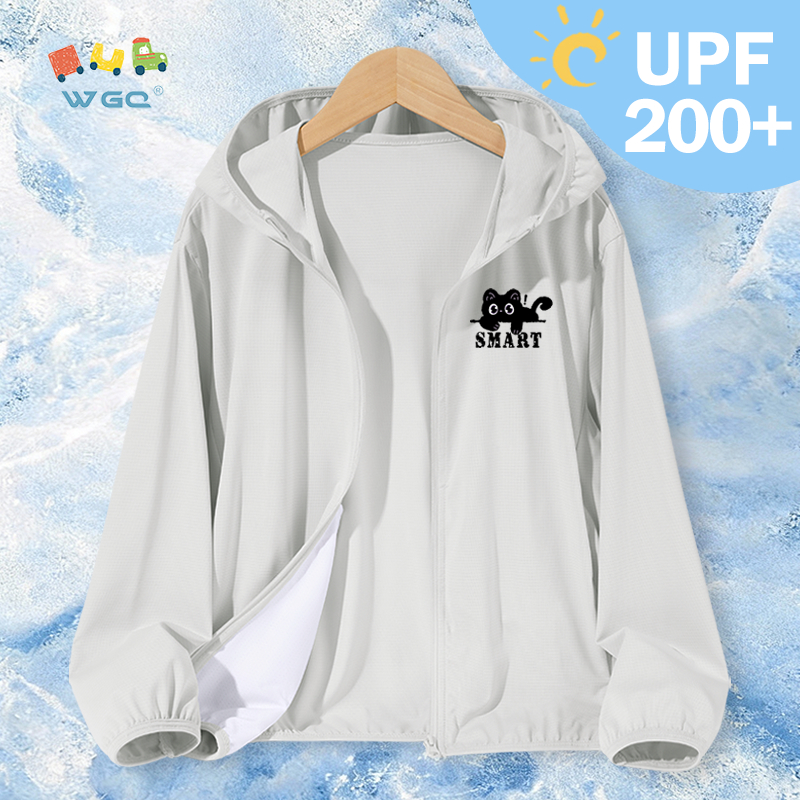 W.G.Q Quần áo chống nắng cho bé trai / bé gái，Chỉ số chống nắng UPF200 +，có mũ và túi，thoáng khí nhẹ với in dễ thương