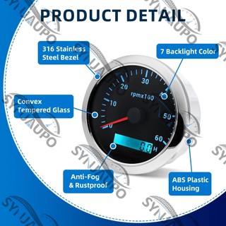 3000 / 4000 / 6000 / 7000 / 8000 RPM Máy đo tốc độ 85mm với đèn nền 7 màu cho 1-10 xi lanh Xăng Diesel Xe thuyền Tacho Đo