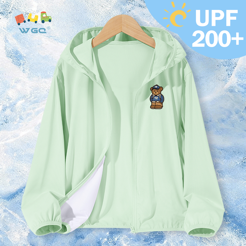 W.G.Q Quần áo chống nắng Bé trai / Bé gái，Chỉ số chống nắng UPF200 +，Thoáng khí nhẹ có in hình gấu