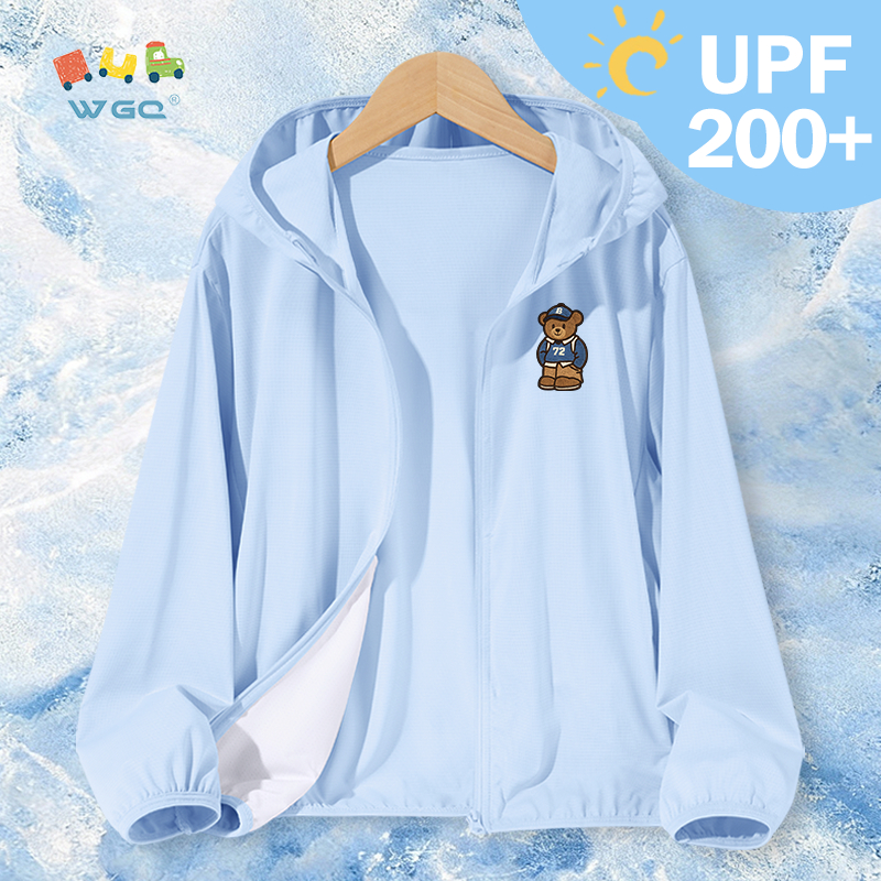W.G.Q Quần áo chống nắng Bé trai / Bé gái，Chỉ số chống nắng UPF200 +，Thoáng khí nhẹ có in hình gấu
