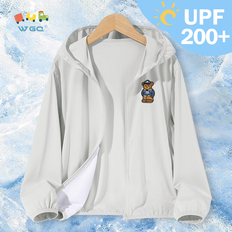 W.G.Q Quần áo chống nắng Bé trai / Bé gái，Chỉ số chống nắng UPF200 +，Thoáng khí nhẹ có in hình gấu