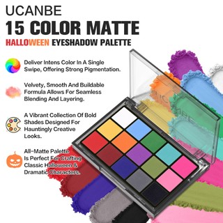 Bảng Trang Điểm UCANBE Halloween, 15 Màu Mờ Đen Trắng Đỏ Xanh Tím Hồng Phấn Mắt, Pallet Bóng Sáng & Tối Phối Màu Cao Cho Cosplay SFX Trang Phục Stag