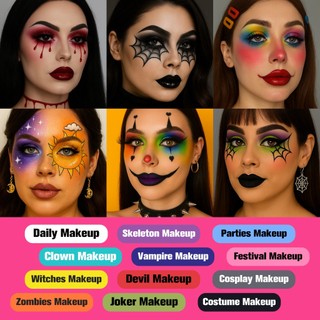 Bảng Trang Điểm UCANBE Halloween, 15 Màu Mờ Đen Trắng Đỏ Xanh Tím Hồng Phấn Mắt, Pallet Bóng Sáng & Tối Phối Màu Cao Cho Cosplay SFX Trang Phục Stag